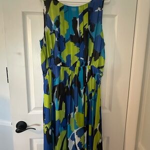 Vince Camuto Blue and Green Sleeveless Maxi Sundress